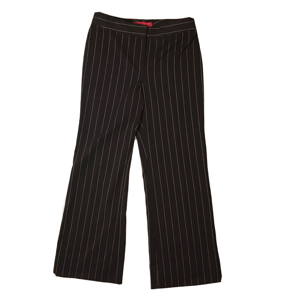 Womens Career Pants Size 8 Brown White Pin Stripe Trouser Lined Anne Klein